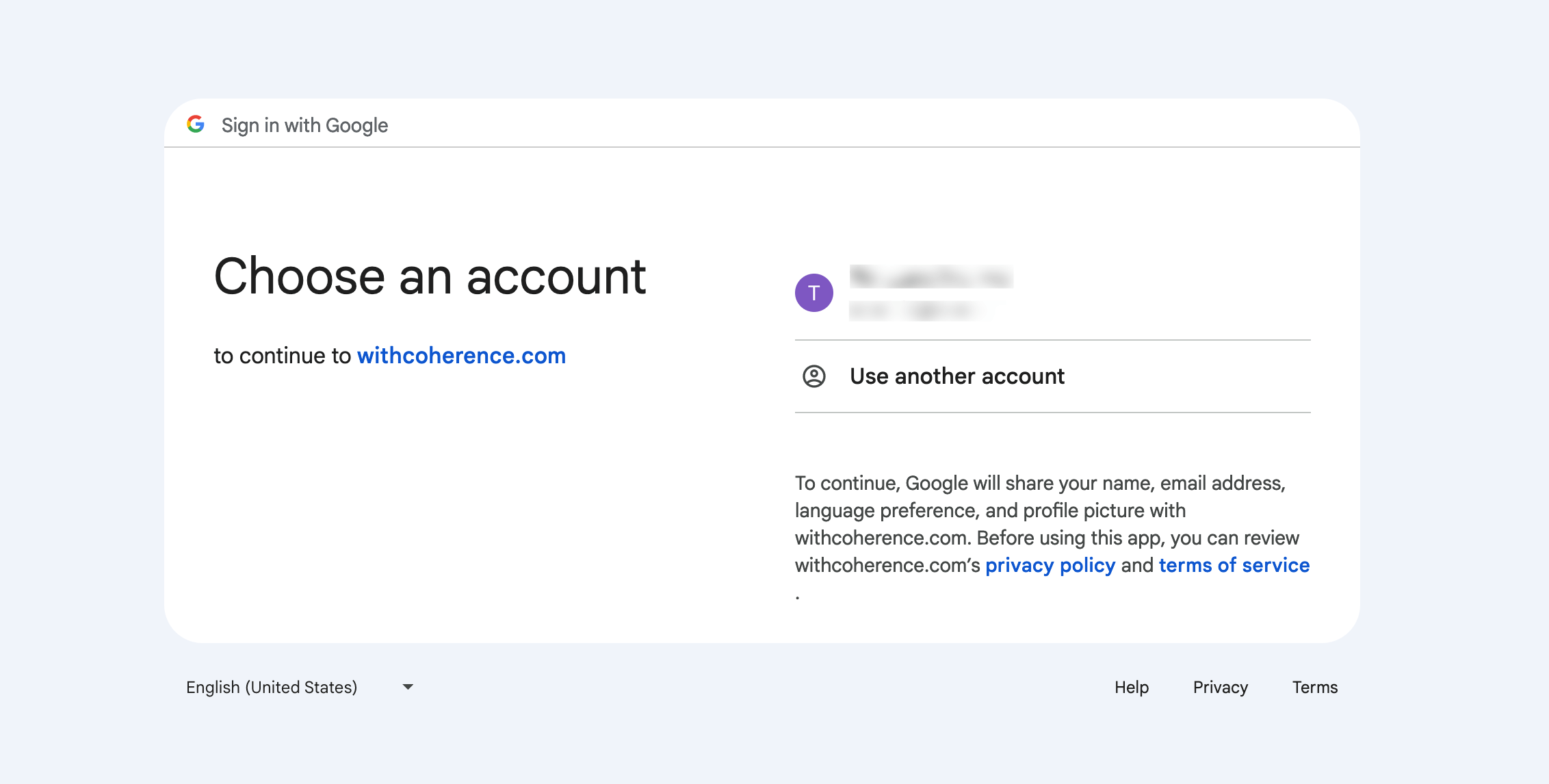 Choose Google account