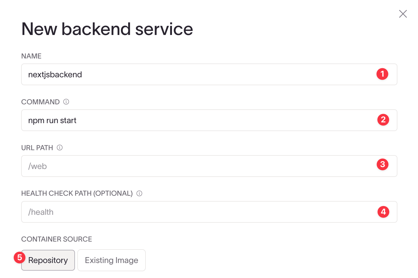 Create service form