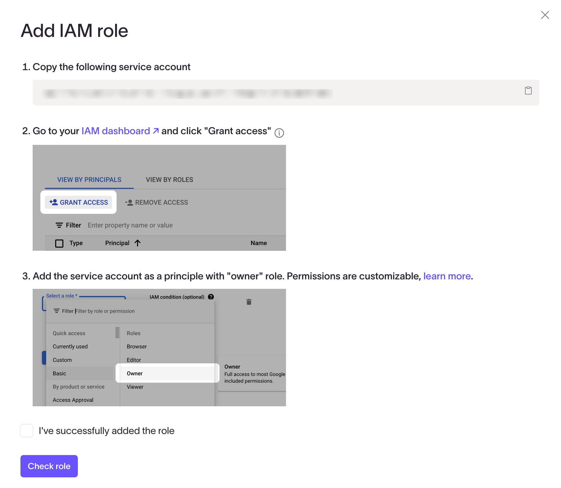 Add IAM role instructions