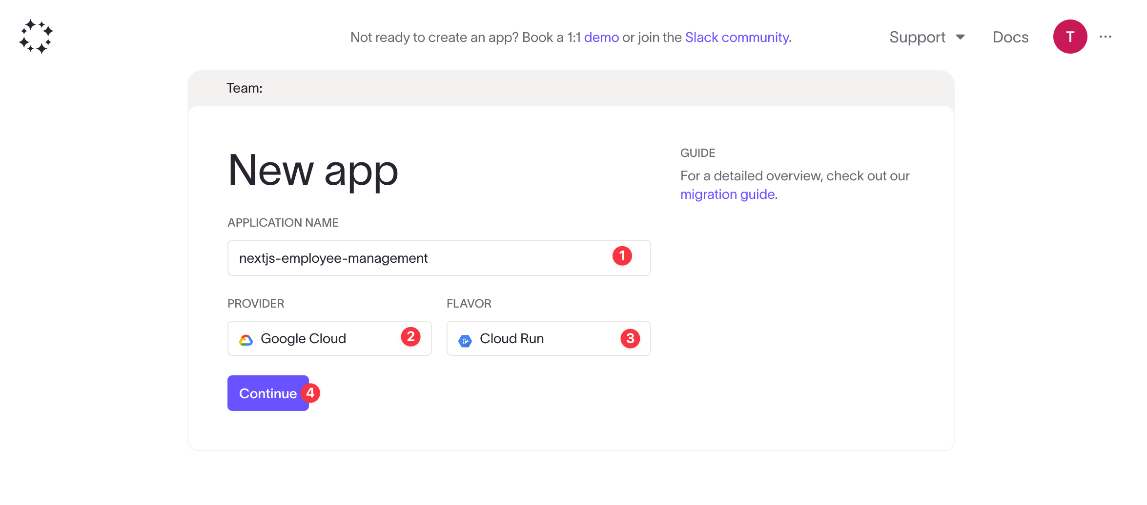 Create a new app