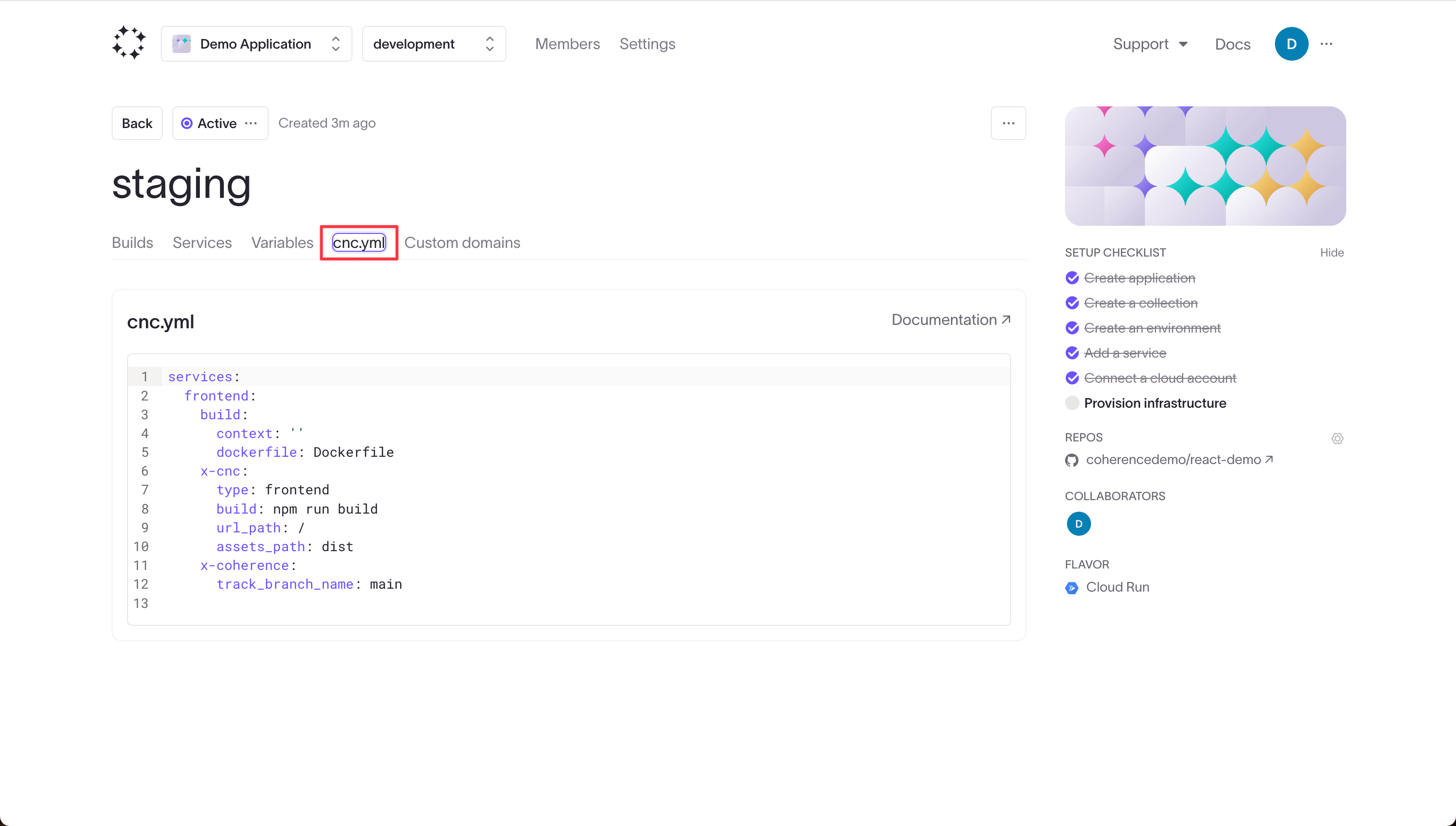 Create a new environment on Coherence