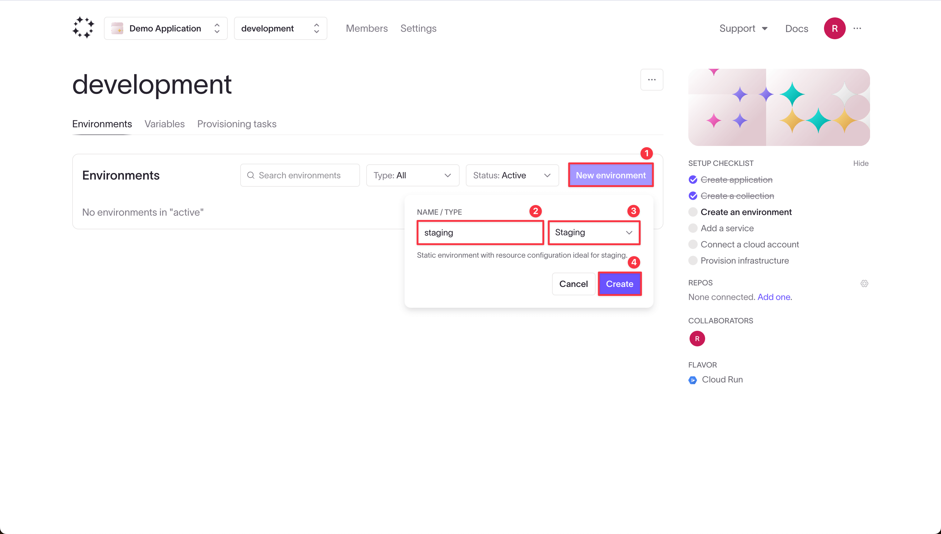 Create a new environment on Coherence