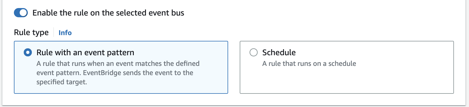 AWS Rule with Event Pattern Screenshot