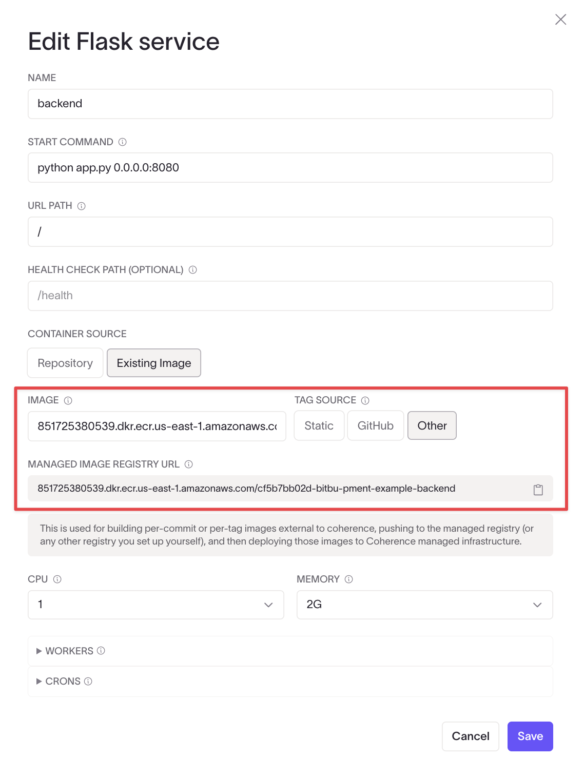 Replace temporary image name with managed registry URI